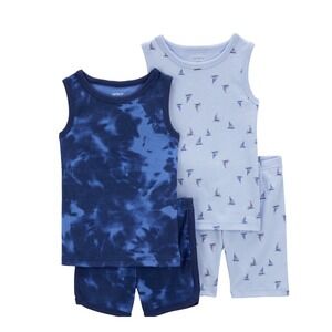 Carter's Baby Boy 24 Mos Sailboat Tye Dye Pajama 4pc Lot Blue Shorts Tank Cotton